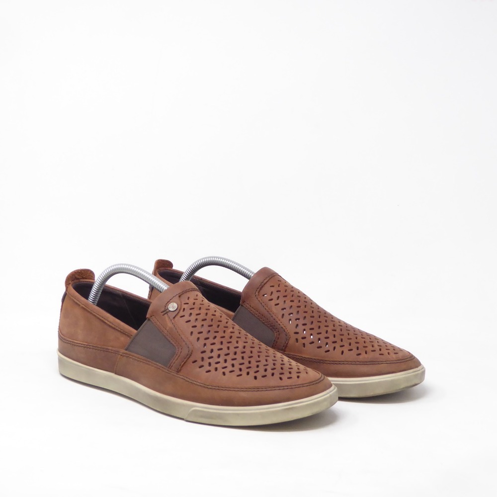 ECCO Mens Collin Slip-On Shoes Brown Leather Perforated 42 / 8-8.5